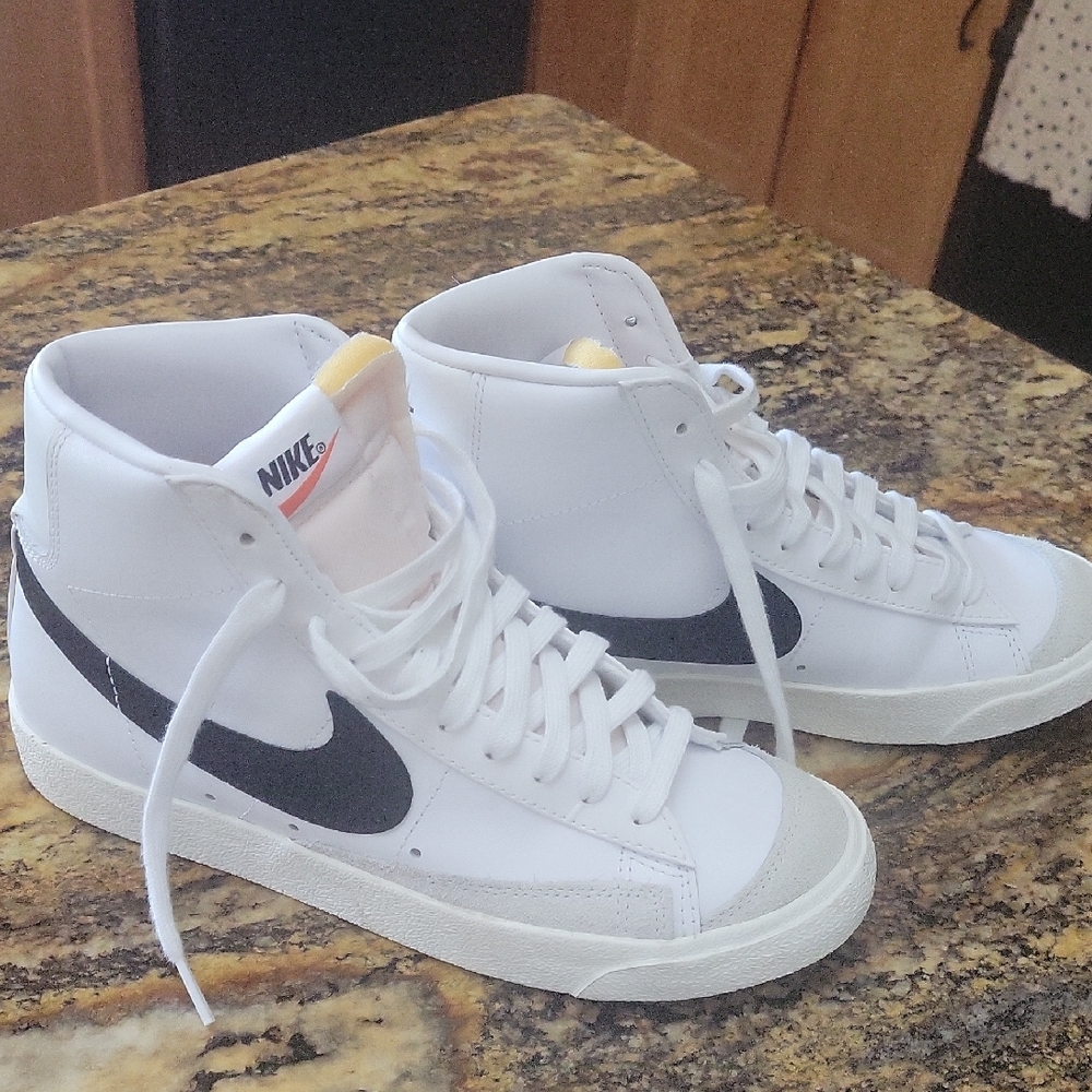 Nike White and Black High-Top Sneakers